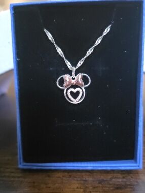 Silver and Rose Gold Heart Bow Pendant Necklace for Women .925 Silver
